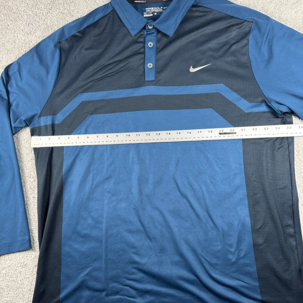 Nike Golf Polo Shirt Men XL Blue Long Sleeve Dri-Fit Tour Performance 543544-450